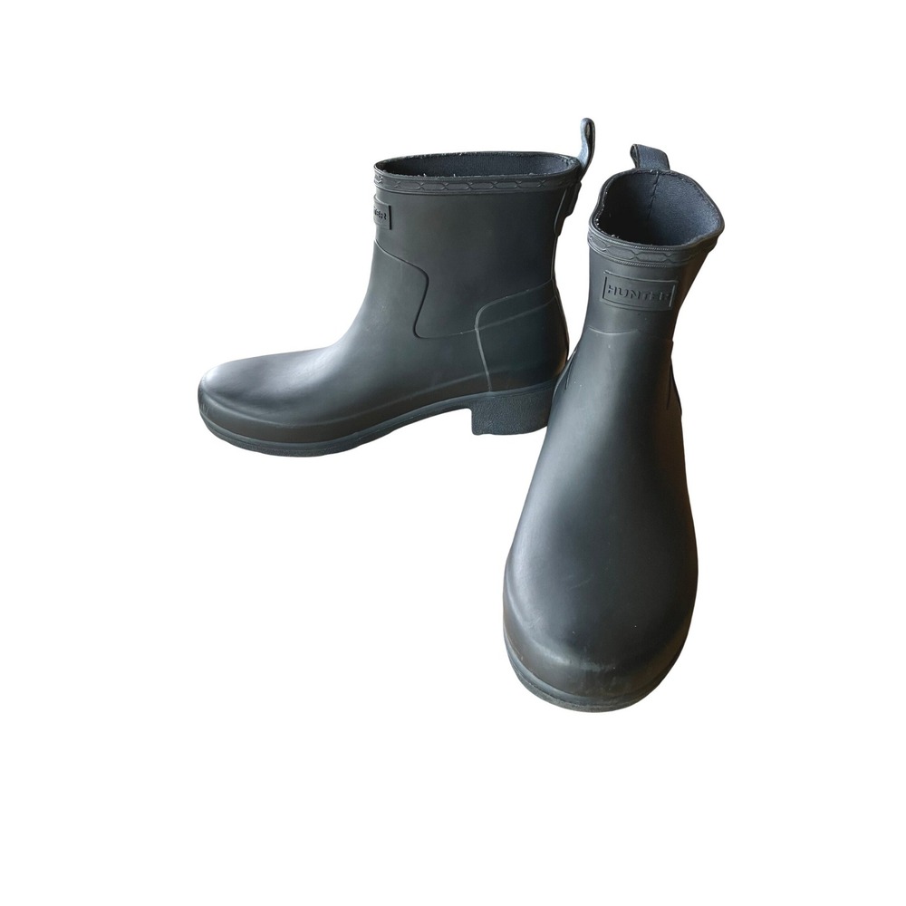 Hunter‎ Original Refined Low Heel Ankle Rain Boot Women's Matte Black Size 7
